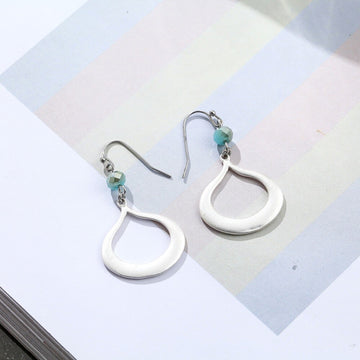 Beautiful Blue Stone Beads Women Earrings Vintage Jewelry Wholesale Hanging Pendientes Hotsale Silver Color Earrings for Women daiiibabyyy